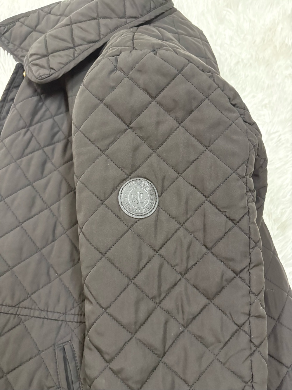 Ralph Lauren Black Quilted Puffer Jacket with Gold-Tone Snaps - Picture 9 of 10